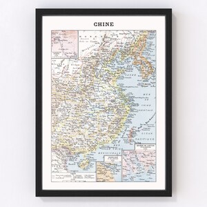 China Map 1900, Vintage China Map, Old China Art, Wall Art Gift for China History Lovers Retro Decor