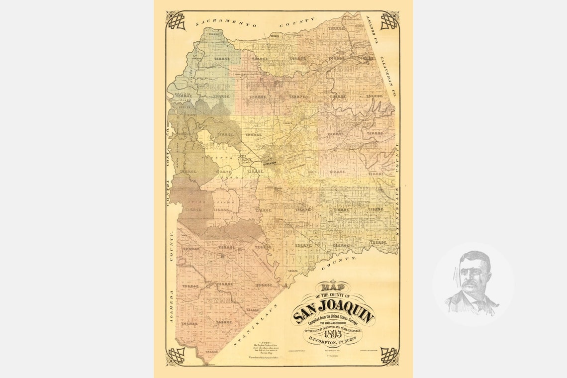 San Joaquin County Wall Map Premium Style vrogue.co