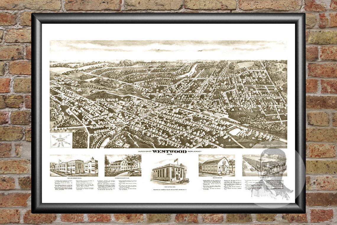 Vintage Westwood Map 1924 Old Map of Westwood New Jersey Etsy