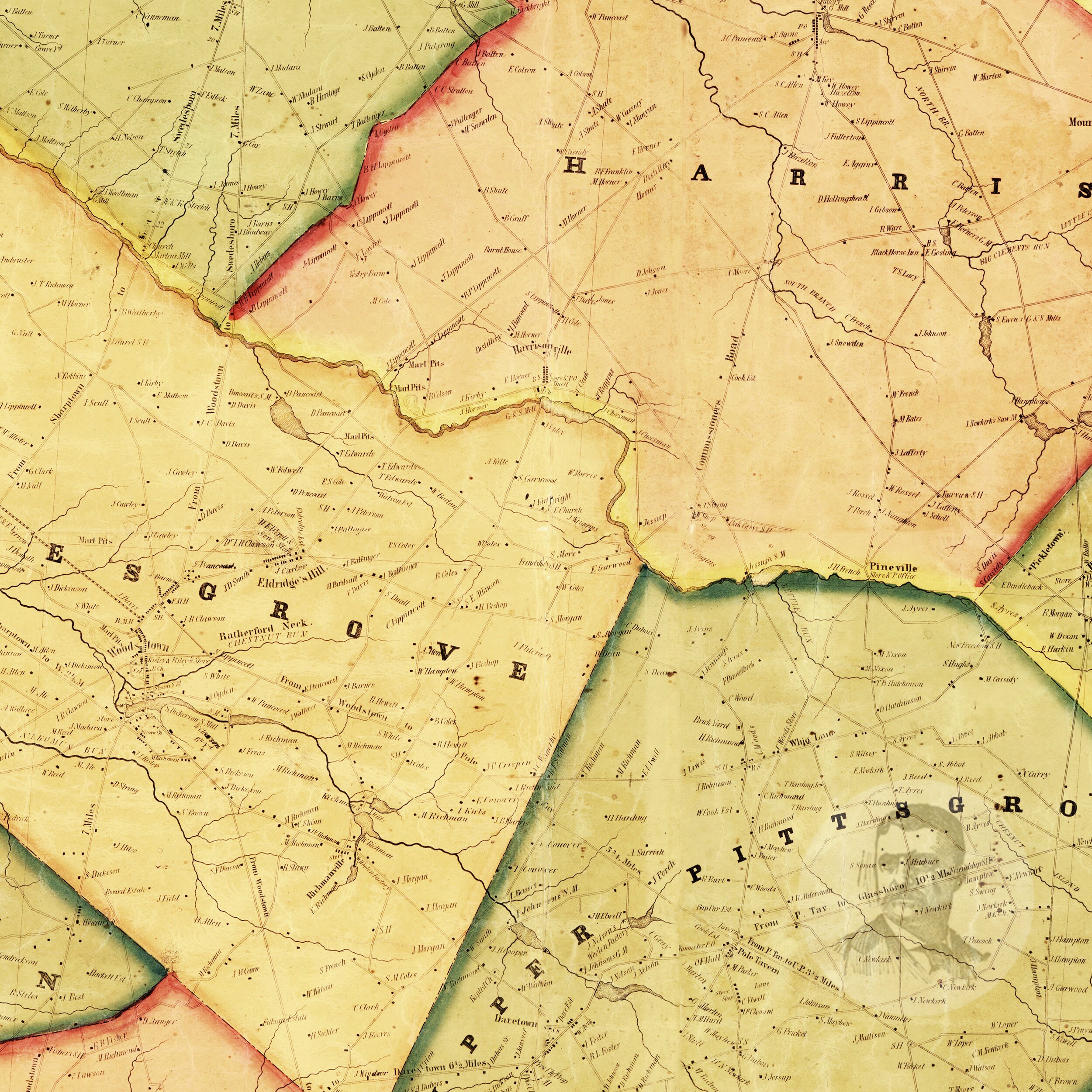 Salem County New Jersey Vintage Map From 1849 Old County Etsy