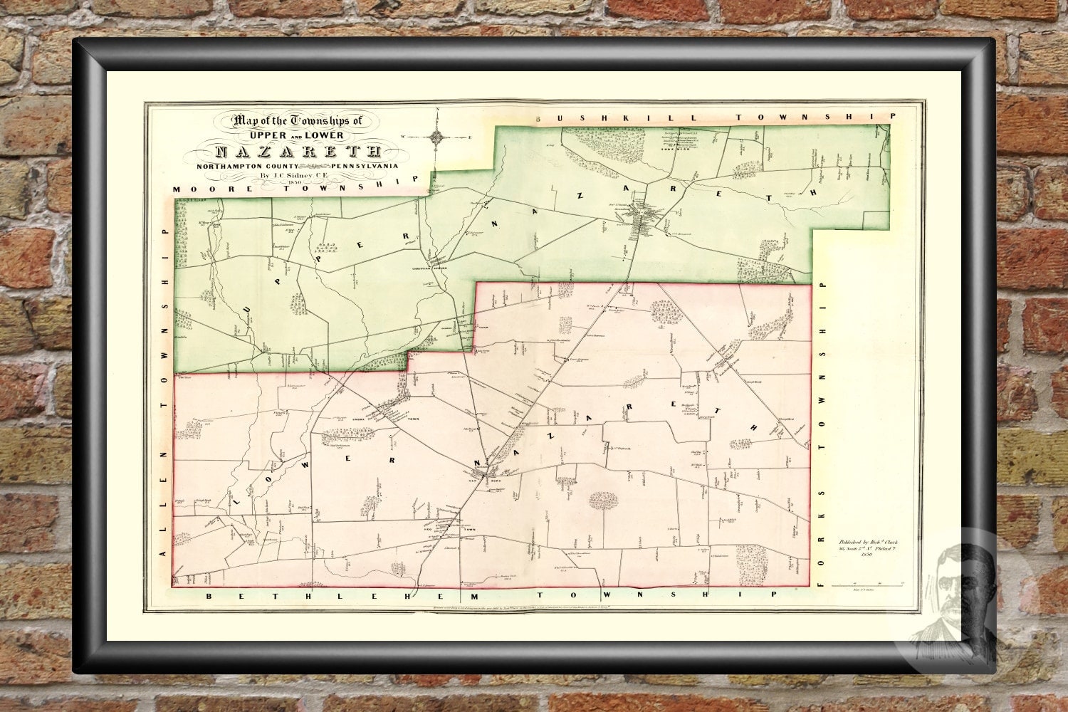 Vintage Northampton County Map 1850 Old Map of Northampton Etsy