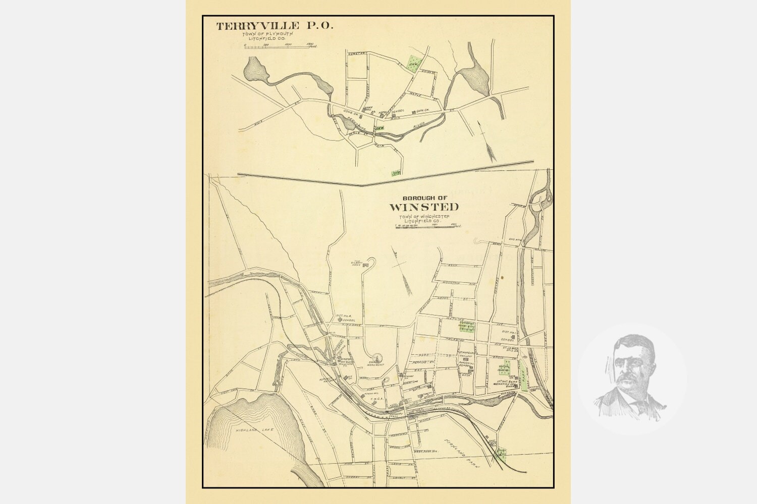 Vintage Terryville Map from 1893 Old Connecticut Map Etsy