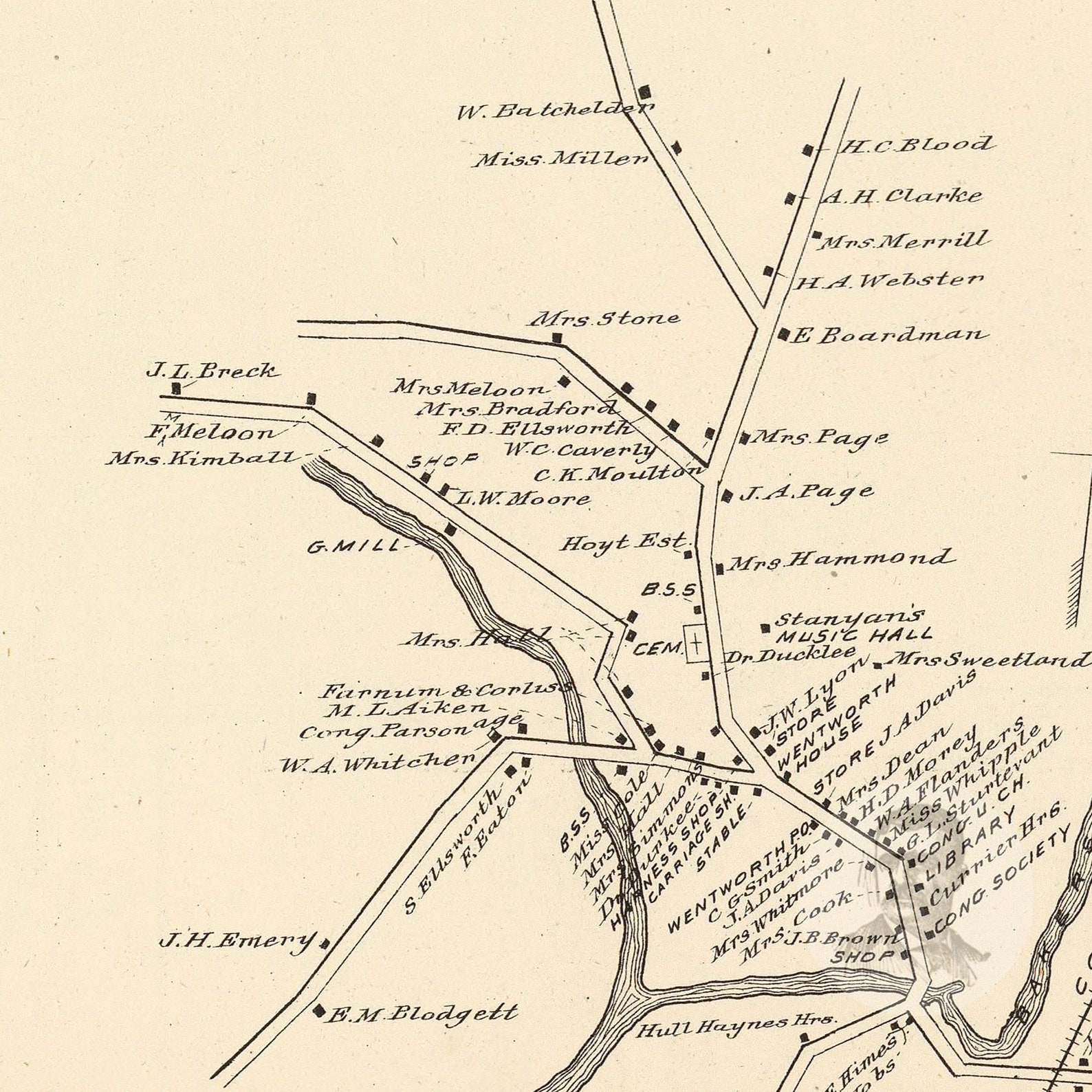 Wentworth New Hampshire Vintage Map From 1892 Old City Map Etsy