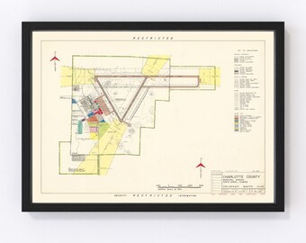 Charlotte County Municipal Airport Map 1952 - Old Map of Charlotte County Municipal Airport Art Vintage Print Framed Wall Art Canvas