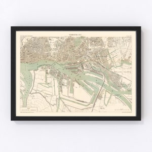 Hamburg Map 1889, Vintage Hamburg Map, Old Hamburg Art, Wall Art Gift for Hamburg History Lovers Retro Decor