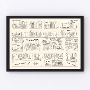 Alameda Map 1952, Vintage Alameda Map, Old Alameda California Art, Wall Art Gift for Alameda History Lovers Retro Decor