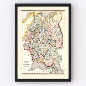 Russia, Ukraine Map 1832, Vintage Russia, Ukraine Map, Old Russia, Ukraine Art, Wall Art Gift for Russia, Ukraine History Lovers Retro Decor