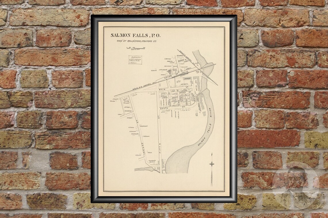 Vintage Rollinsford Map from 1892 Old New Hampshire Map Etsy