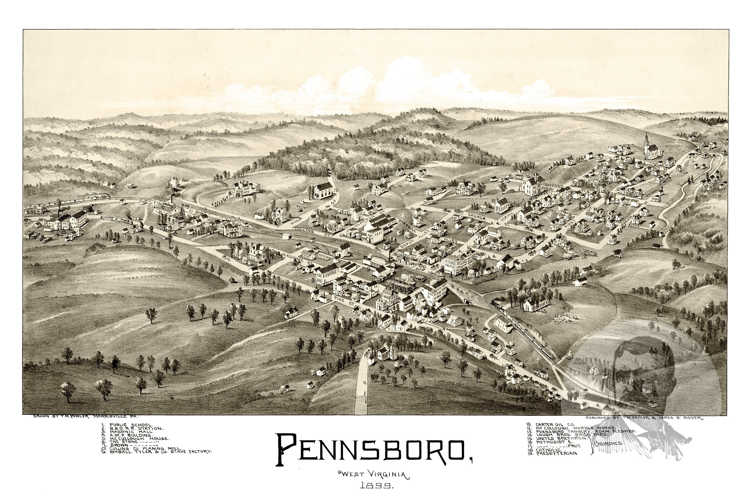 Vintage Pennsboro Map 1899 Old Map of Pennsboro West Etsy