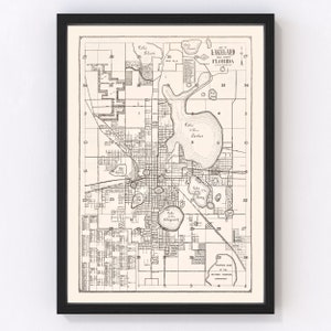 Lakeland Map 1929, Vintage Lakeland Map, Old Lakeland Florida Art, Wall Art Gift for Lakeland History Lovers Retro Decor