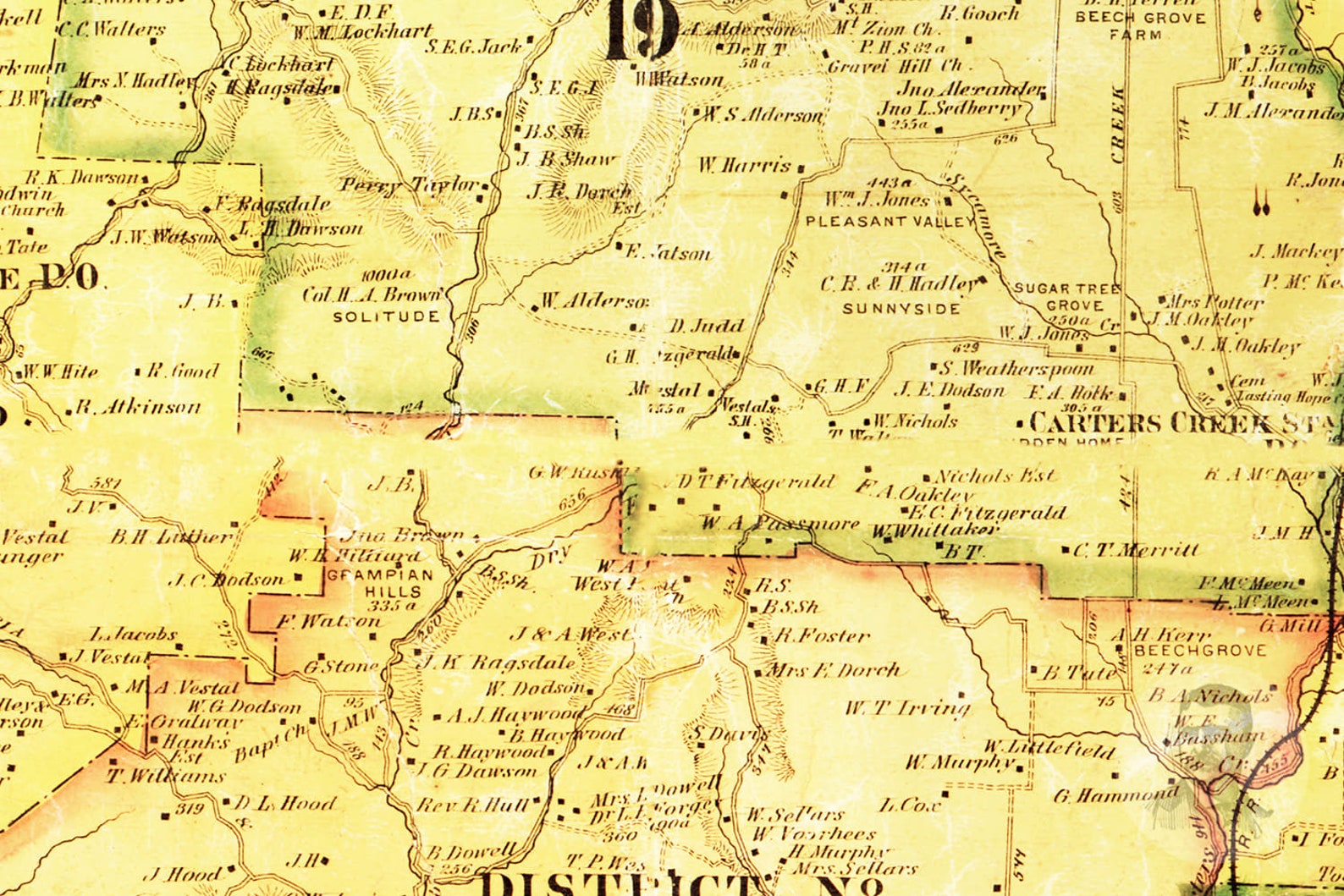 Vintage Maury County Map 1878 Old Map of Maury County | Etsy