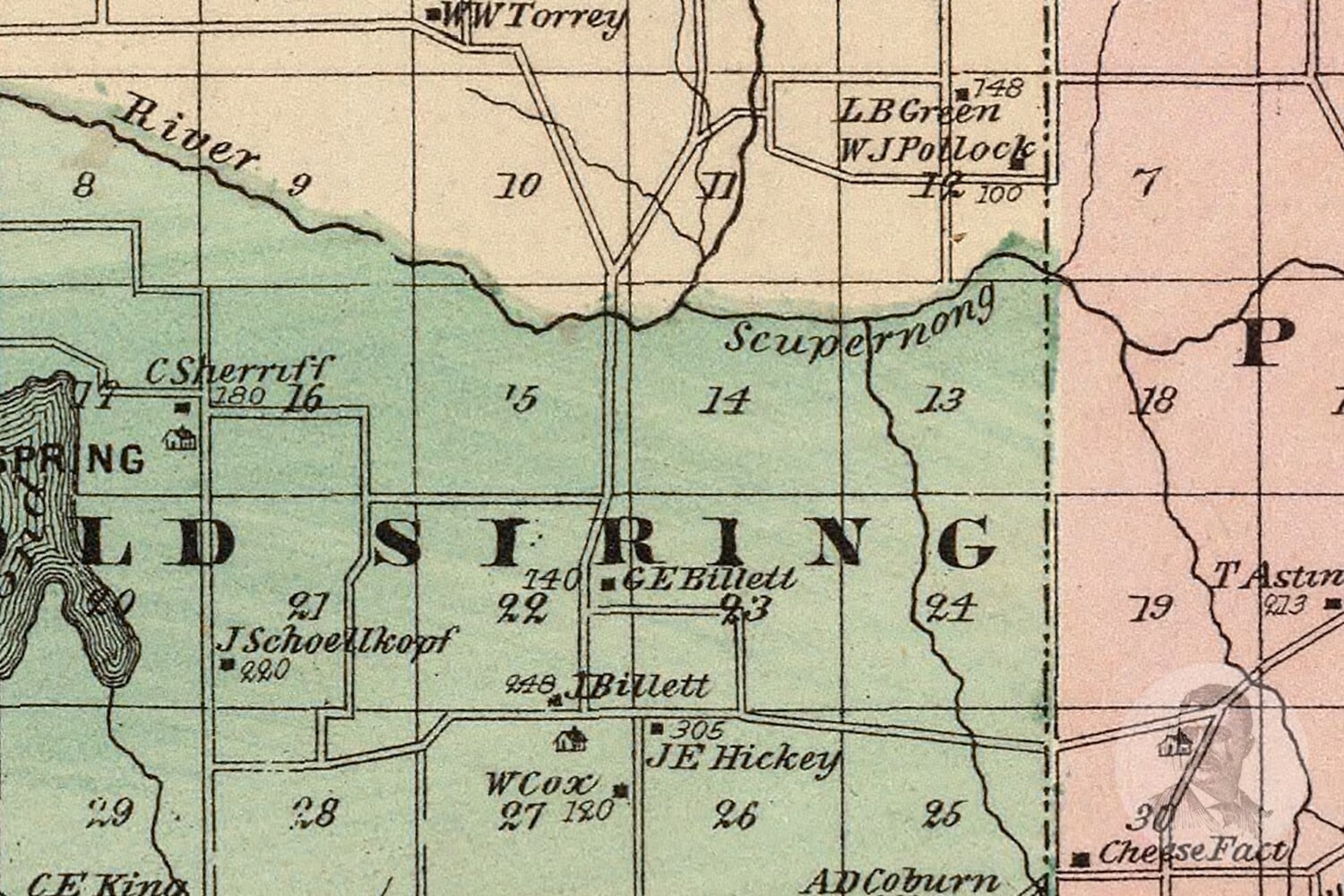 Vintage jefferson county wi map 1878 old wisconsin map etsy