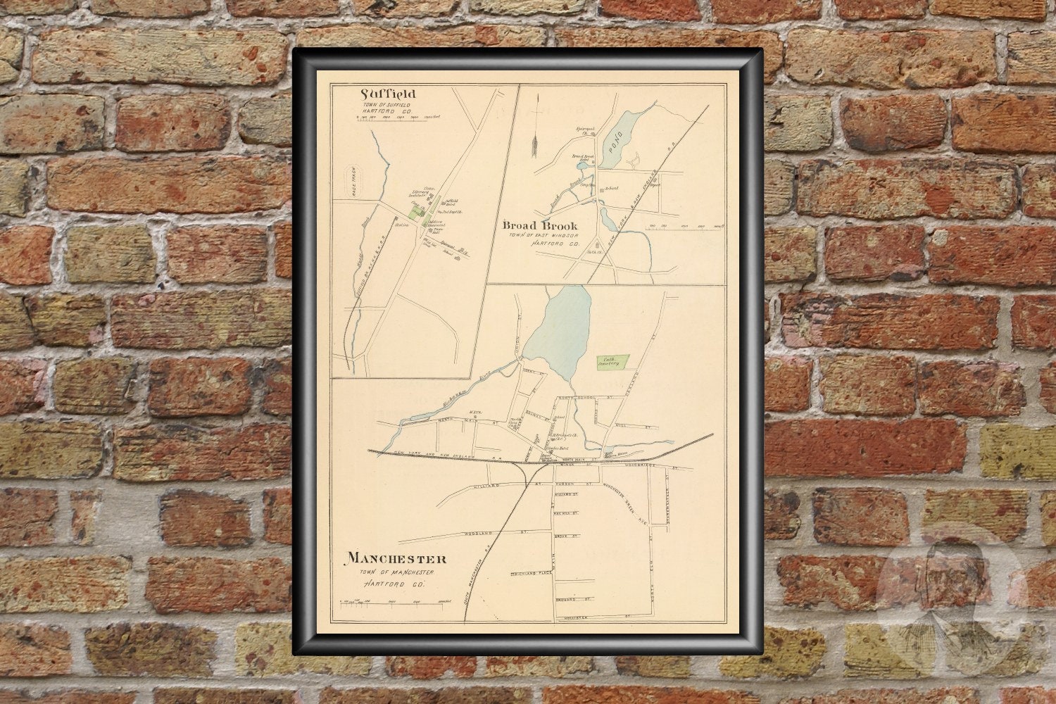Vintage Manchester Map from 1893 Old Connecticut Map Etsy