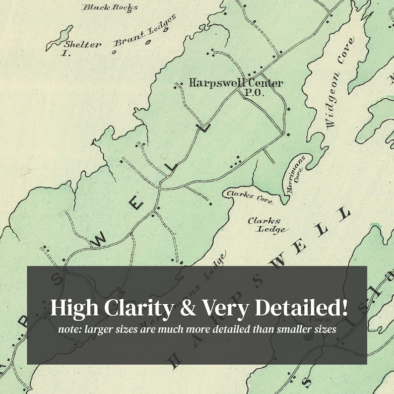Harpswell Map 1894 Old Map of Harpswell Maine Art Vintage Etsy