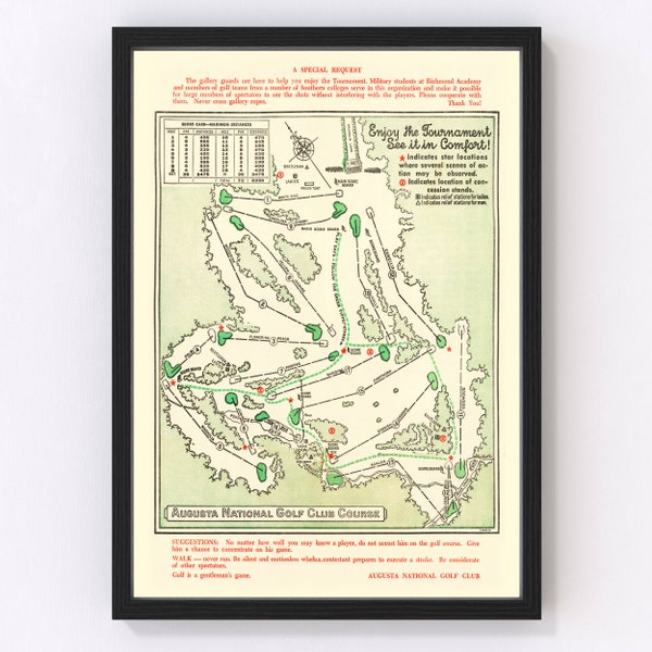 Golf Course Map of Augusta Etsy - Il 600x600.5200419412 53yd 
