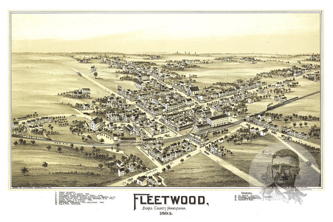 Vintage Fleetwood Map 1897 Old Map of Fleetwood Etsy