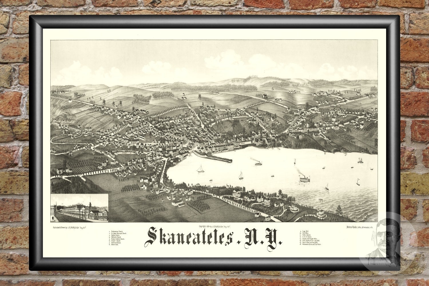 Vintage Skaneateles Map 1884 Old Skaneateles New York Map  Etsy