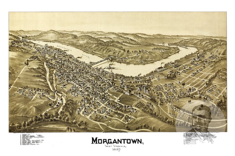 Vintage Morgantown Map 1897 Old Map of Morgantown West | Etsy