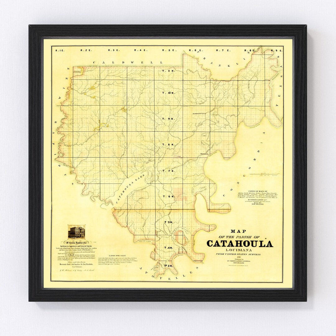 Catahoula Parish Louisiana Map 1860 Old Map of Catahoula Parish