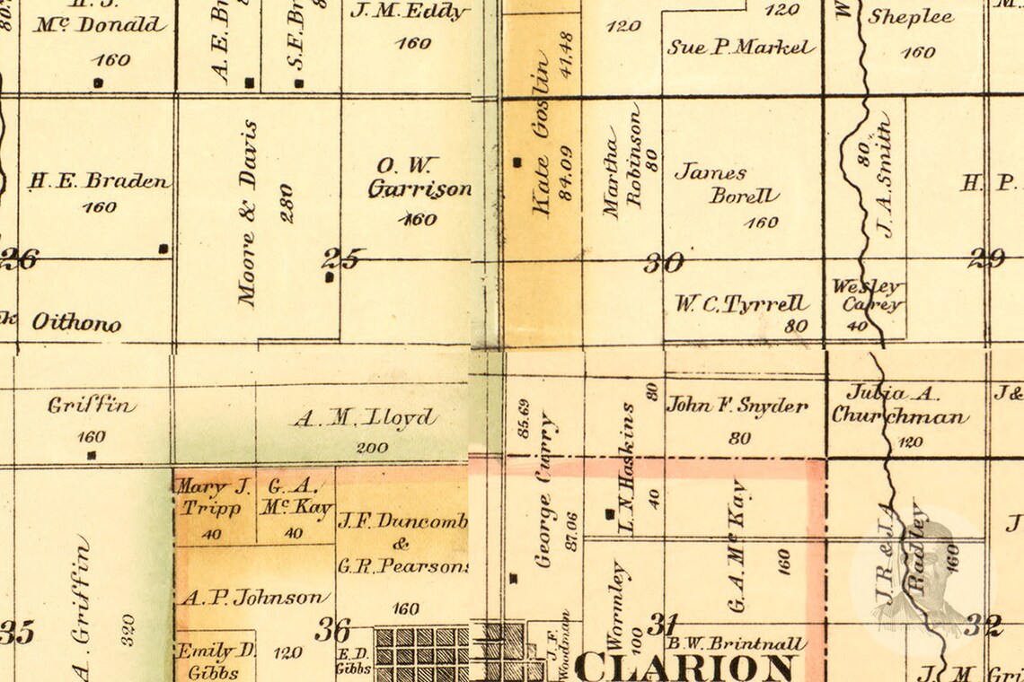 Vintage Wright County Map 1885 Old Map of Wright County Etsy