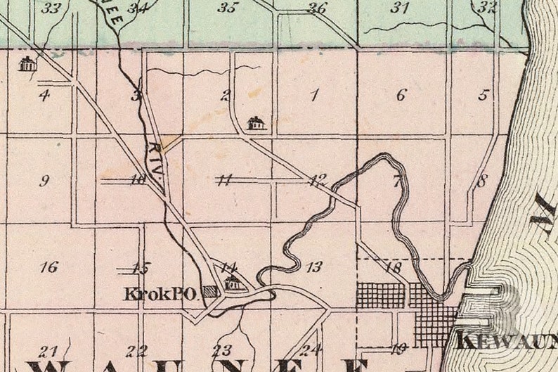 Vintage Kewaunee County WI Map 1878 Old Wisconsin Map Etsy