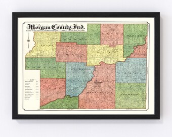 Morgan County Indiana Map Morgan County Indiana Vintage Map From 1909 Old County Map | Etsy Australia