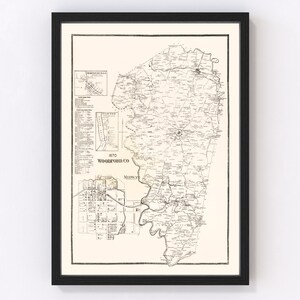 Woodford County Map 1870, Vintage Woodford County Map, Old Woodford County Kentucky Art, Wall Art Gift for Woodford County History Lovers Re