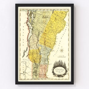 Vermont Map 1814, Vintage Vermont Map, Old Vermont Art, Wall Art Gift for Vermont History Lovers Retro Decor