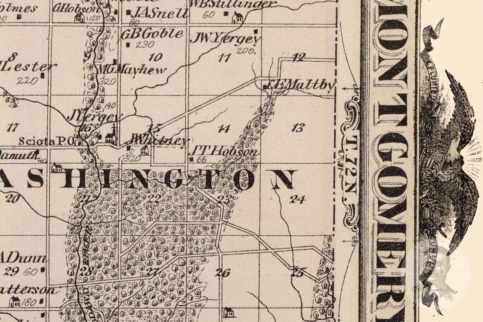 Vintage Montgomery County IA Map 1875 Old Iowa Map Etsy