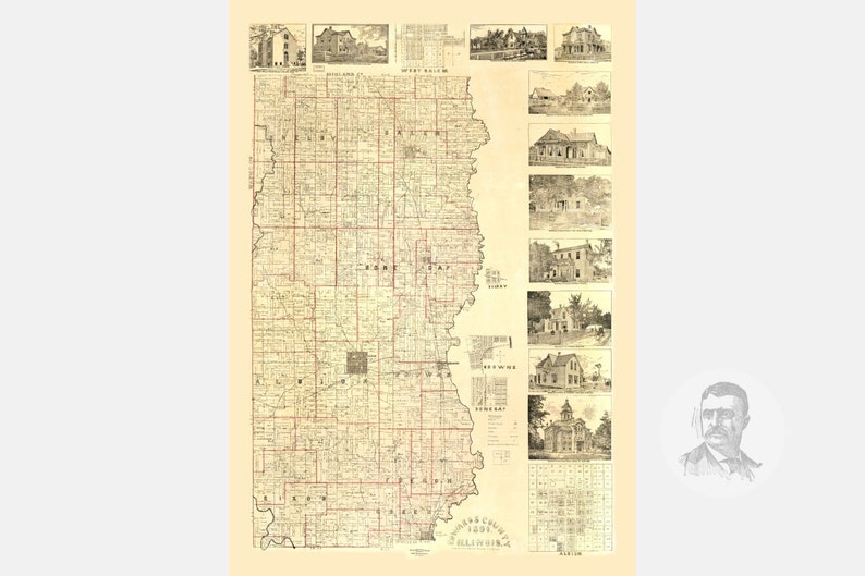 Vintage Edwards County Map 1891 Old Map of Edwards County | Etsy