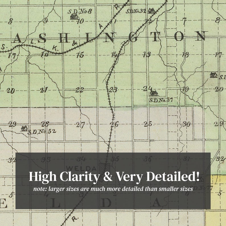 Anderson County KS Map 1887 Old Map of Kansas Art Etsy