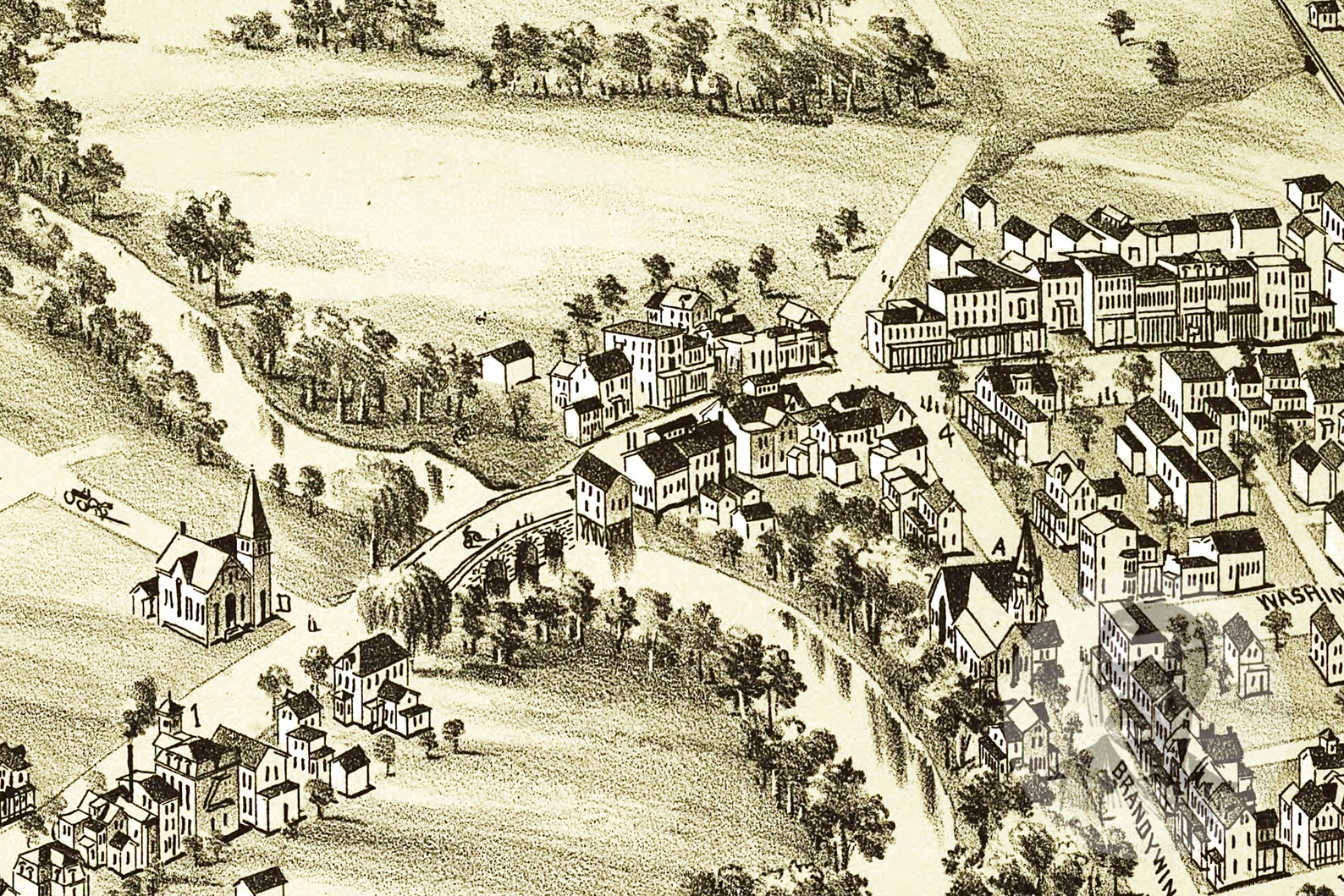 Vintage Downingtown Map 1893 Old Map of Downingtown Etsy