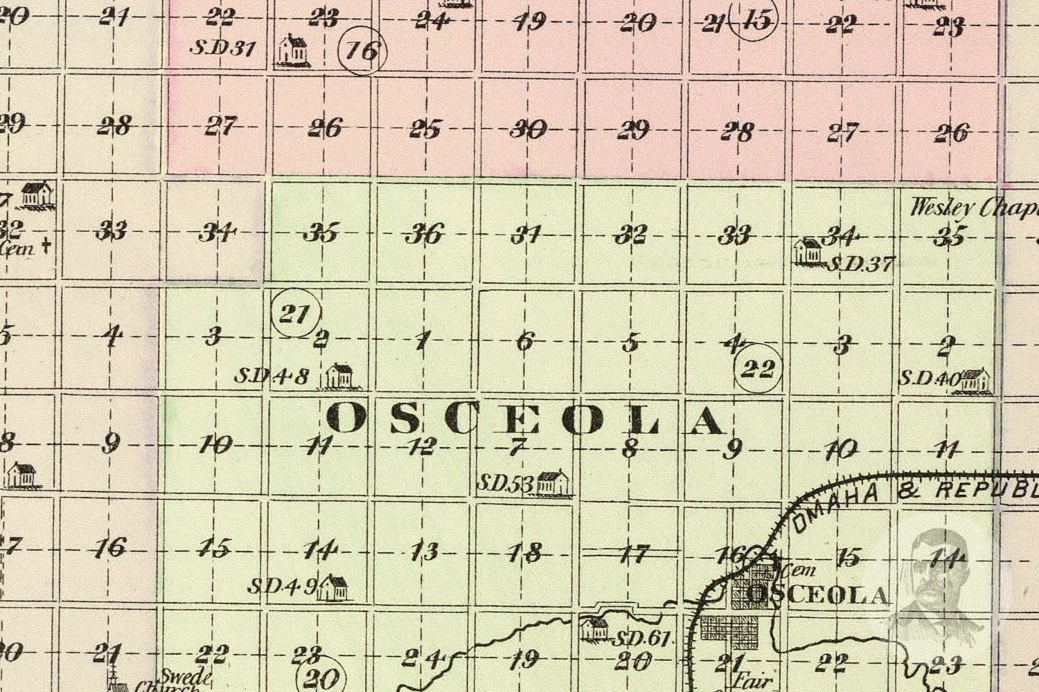 Vintage Polk County NE Map 1885 Old Nebraska Map Historical Etsy