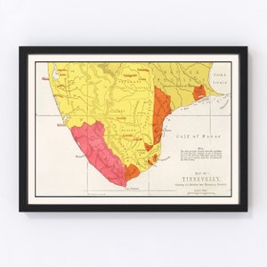Tirunelveli Map 1862, Vintage Tirunelveli Map, Old Tirunelveli Art, Wall Art Gift for Tirunelveli History Lovers Retro Decor