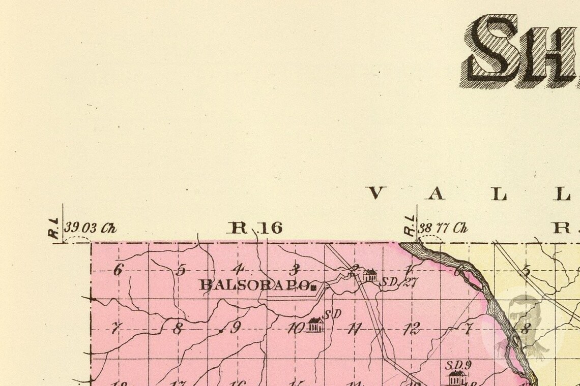 Vintage Sherman County NE Map 1885 Old Nebraska Map Etsy
