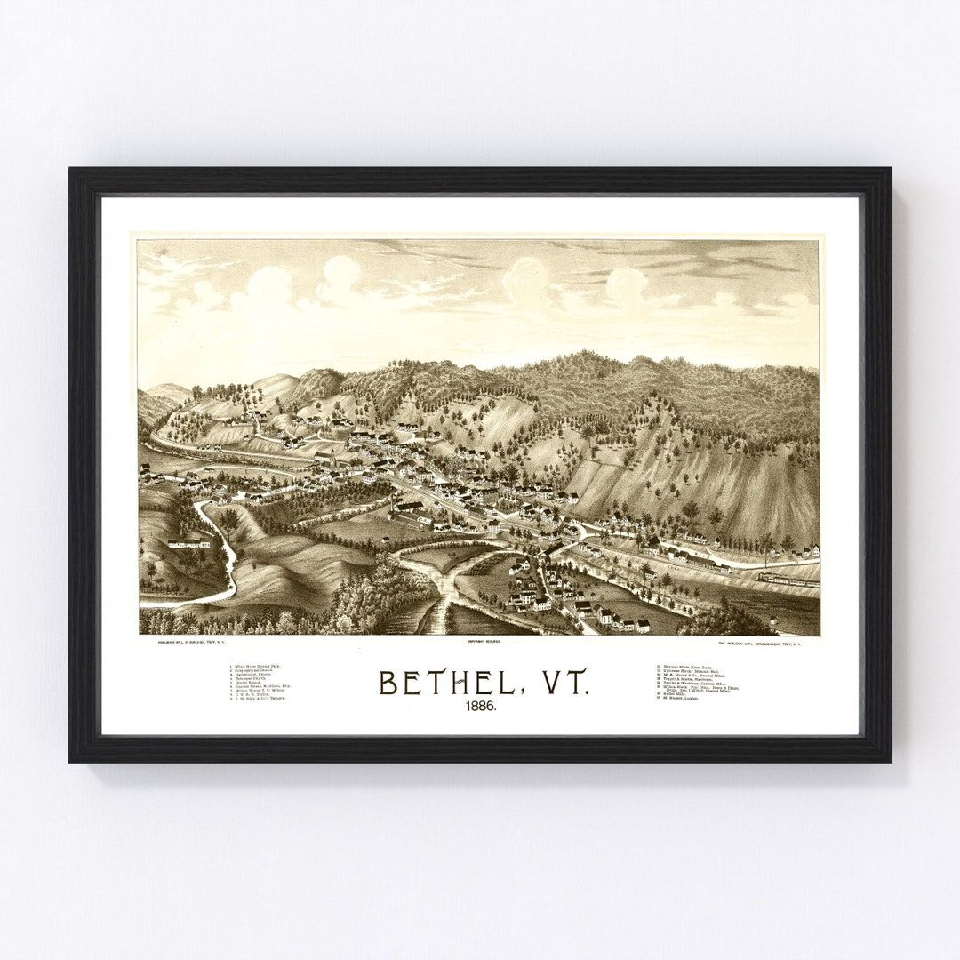 Bethel Map 1886 Old Map of Bethel Vermont Art Vintage Print Etsy