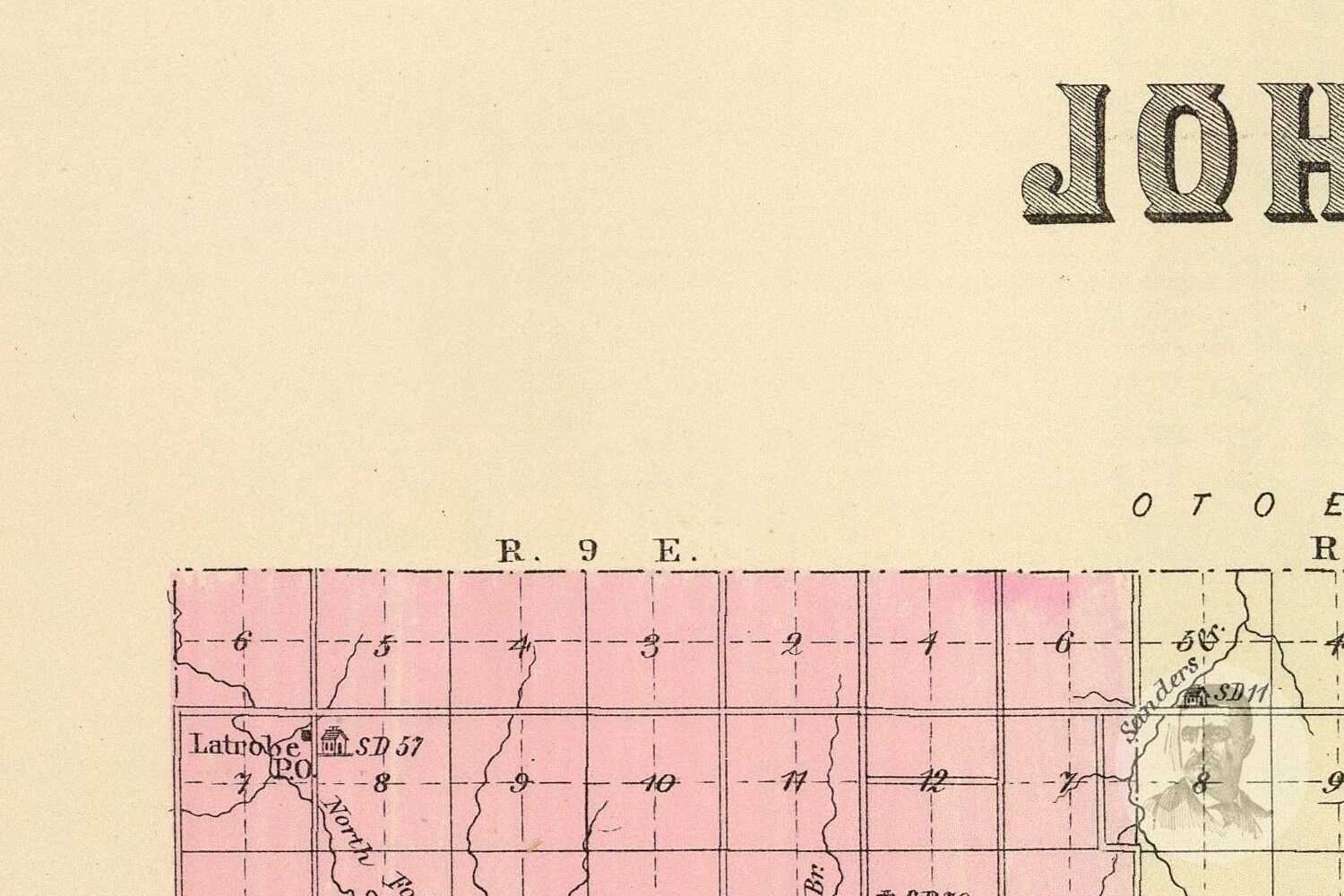 Vintage Johnson County NE Map 1885 Old Nebraska Map Etsy