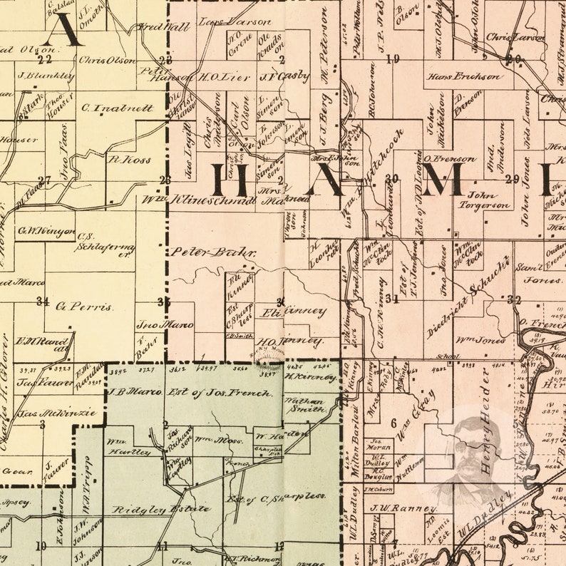 La Crosse County Wisconsin Vintage Map From 1890 Old County Etsy