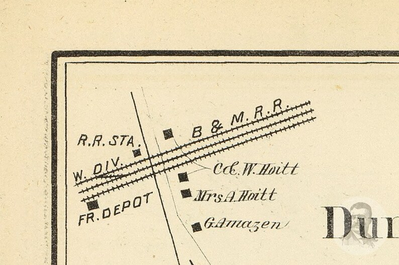 Vintage Durham Map from 1892 Old New Hampshire Map Historic Etsy
