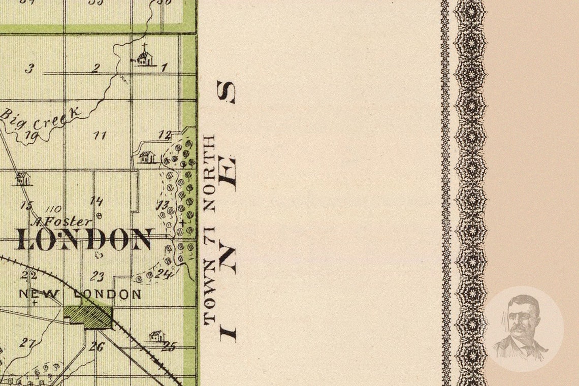 Vintage Henry County IA Map 1875 Old Iowa Map Historical Etsy