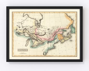 Canada Map 1823, Vintage Canada Map, Old Canada Art, Wall Art Gift for Canada History Lovers Retro Decor