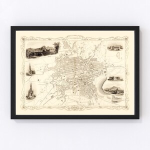 Edinburgh Map 1851, Vintage Edinburgh Map, Old Edinburgh Art, Wall Art Gift for Edinburgh History Lovers Retro Decor