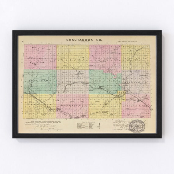 Chautauqua County KS Map 1887 Old Map of Sedan Kansas Art Etsy