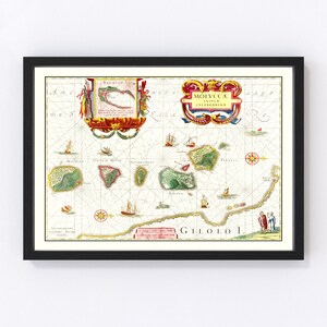 The Spice Islands Map 1665, Vintage The Spice Islands Map, Old The Spice Islands Art, Wall Art Gift for The Spice Islands History Lovers Ret