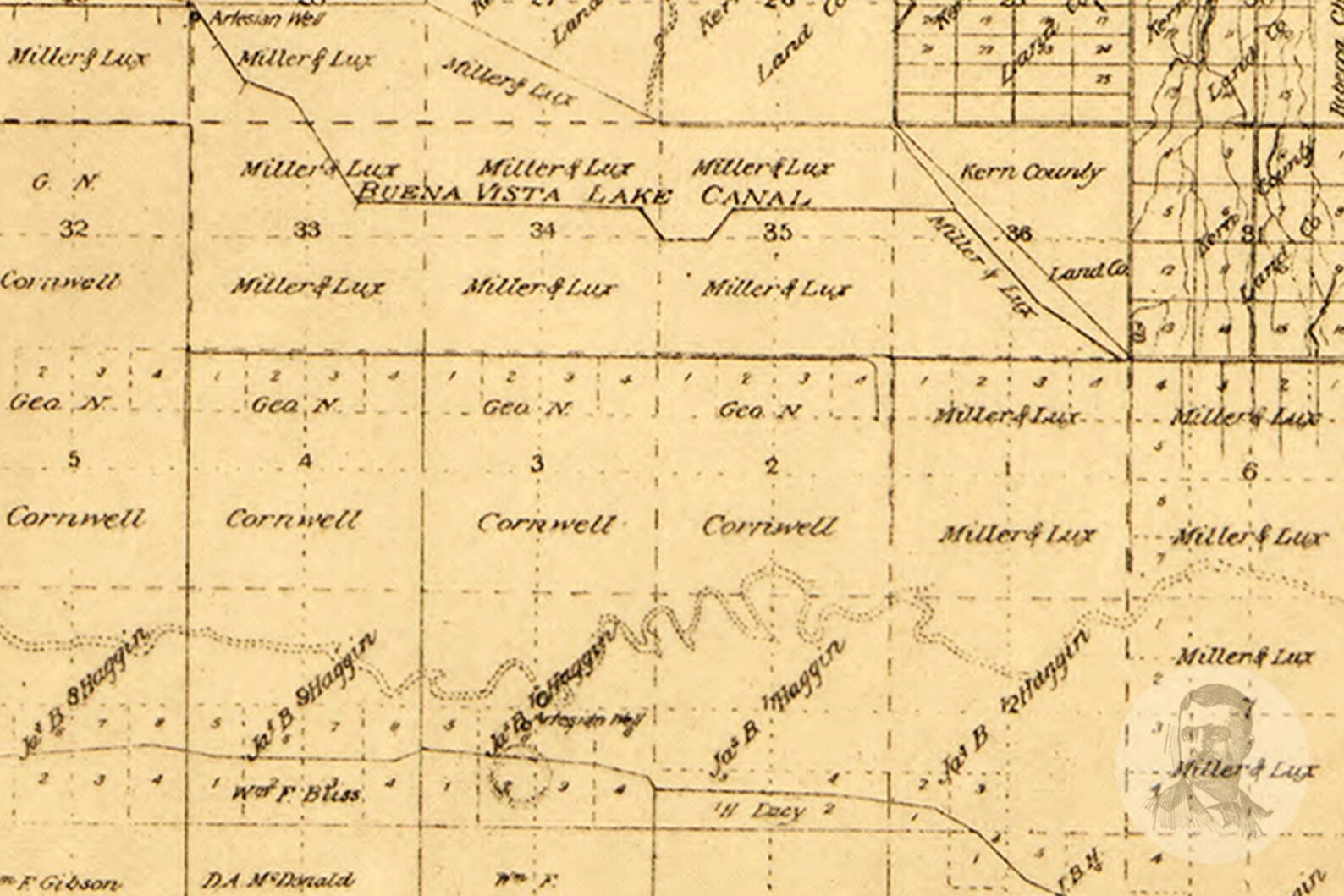 Vintage Kern County Map 1897 Old Map of Kern County Etsy