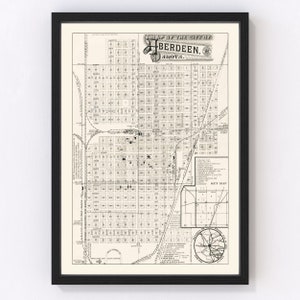 Aberdeen Map 1886, Vintage Aberdeen Map, Old Aberdeen South Dakota Art, Wall Art Gift for Aberdeen History Lovers Retro Decor