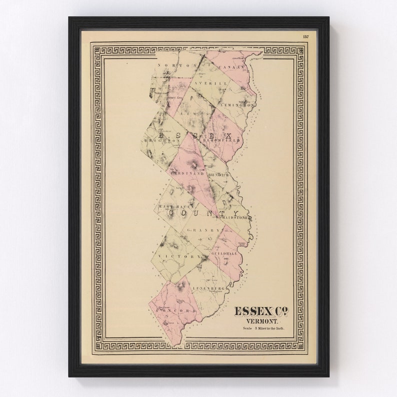 Essex County VT Map 1876 Old Map of Guildhall Vermont Art Etsy