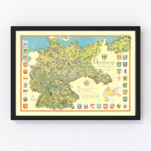 Germany Map 1953, Vintage Germany Map, Old Germany Art, Wall Art Gift for Germany History Lovers Retro Decor