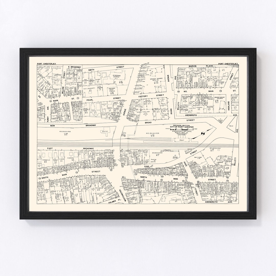 Port Chester Map 1947 Old Map of Port Chester Business Section New York