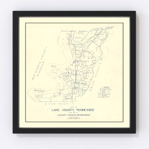 Lake County Map 1930, Vintage Lake County Map, Old Lake County Tennessee Art, Wall Art Gift for Lake County History Lovers Retro Decor